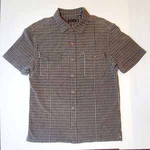 Structure VINTAGE Men's Short Sleeve Button Knit Shirt, Olive Brown, Medium